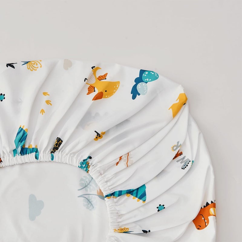 beeweed 4 Pieces Dinosaur Toddler Bedding Set Boys Girls, 2 Sides Design Bed in a Bag Comforter Set, Includes 1 Comforter, 1 Fitted Sheet, 1 Flat Sheet and 1 Reversible Pillowcase - Image 5